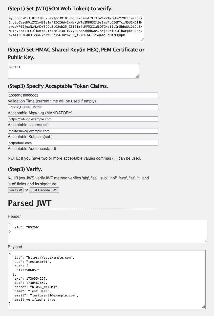 decoded JWT token showing header and payload included added claims